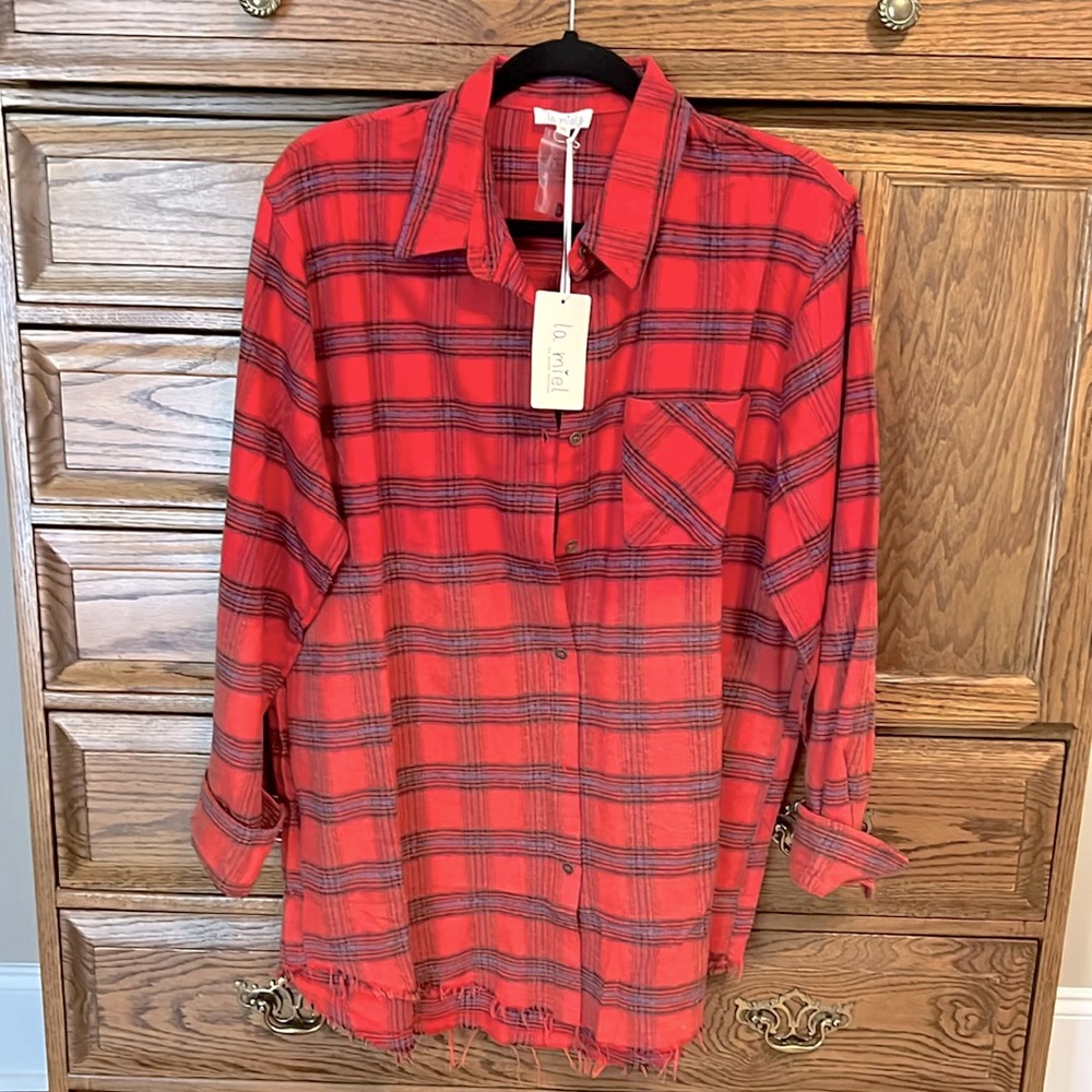 La Miel size Medium Button Flannel